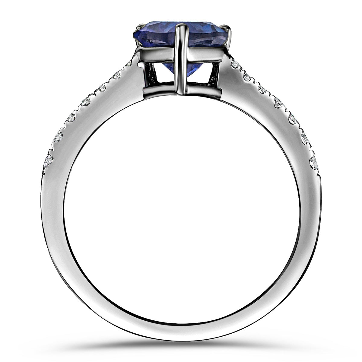 Astra 3.10ct Lab Sapphire and Diamond Shoulder Set Pear Cut Ring in Silver